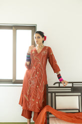 Rose Pink Phulkari Patiala Suit - View 4
