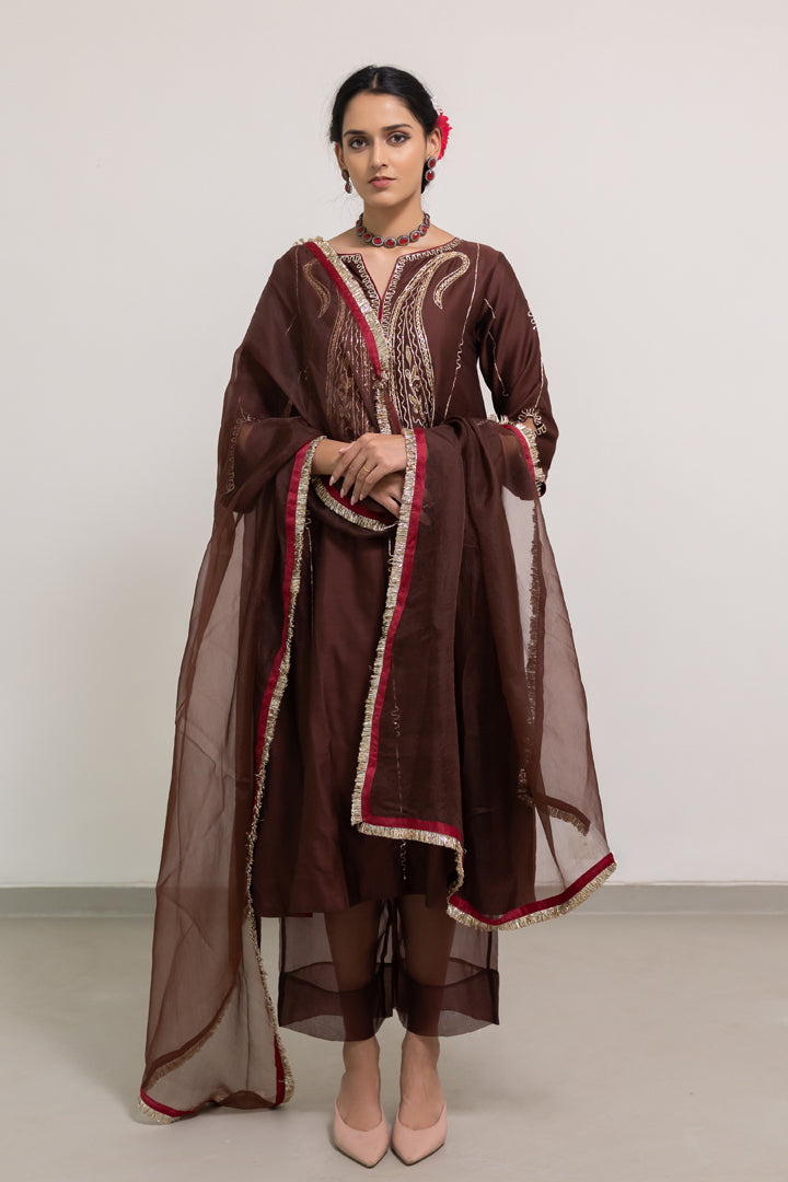 Emerald Green Silk Anarkali - View 2