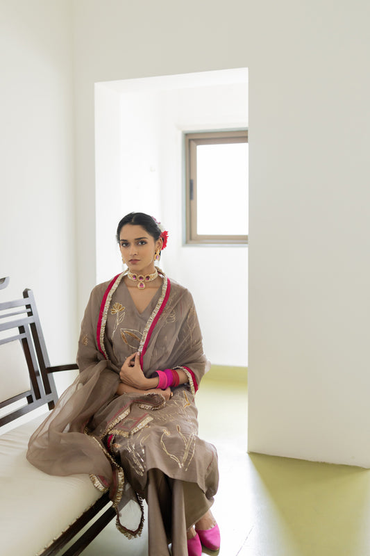 Teal Blue Silk Anarkali