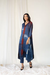 Aqua Blue Net Anarkali - View 2