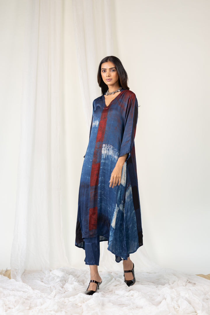 Aqua Blue Net Anarkali - View 3
