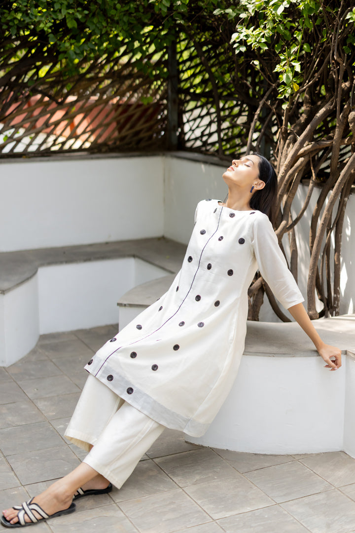 Olive Green Chanderi Anarkali - View 2